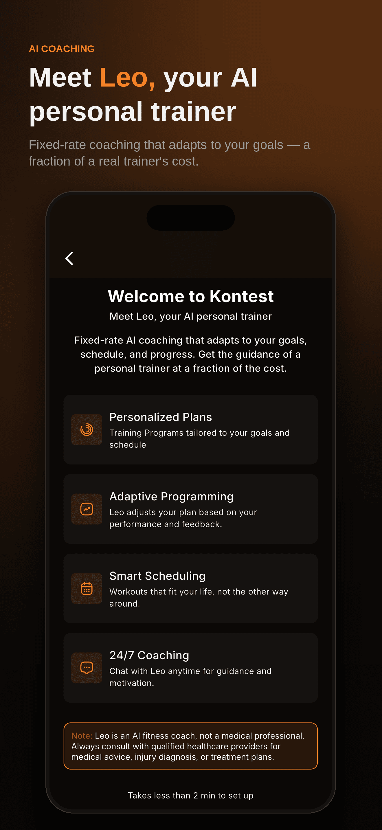 Kontest AI coach Leo — personalised plans, adaptive programming and 24/7 coaching
