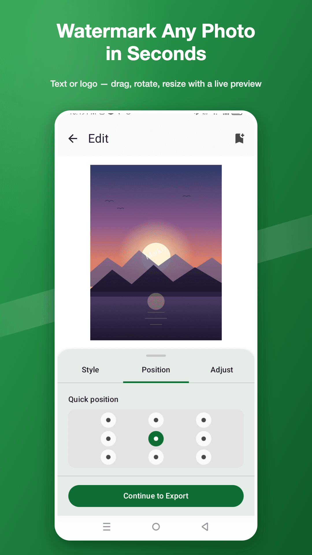 Markly main screen