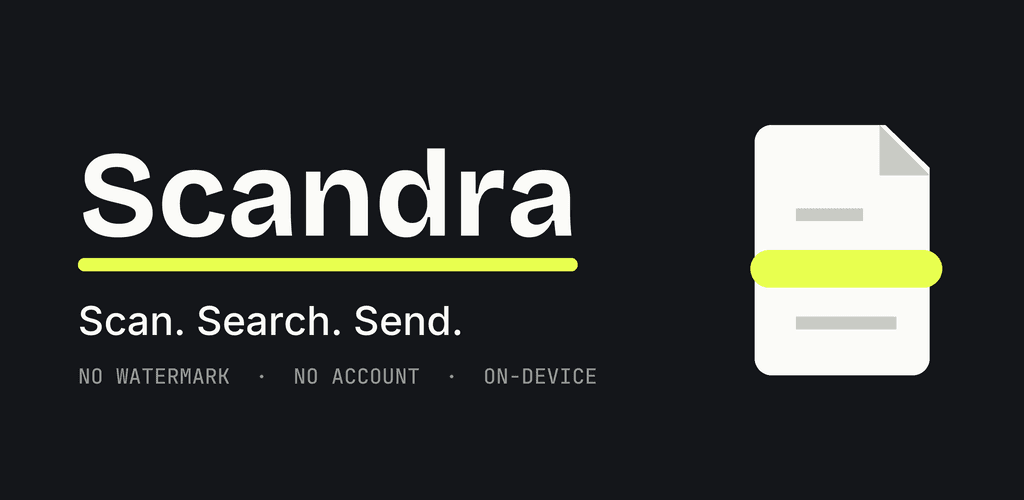 Scandra — Scan. Search. Send. — offline, no watermark.