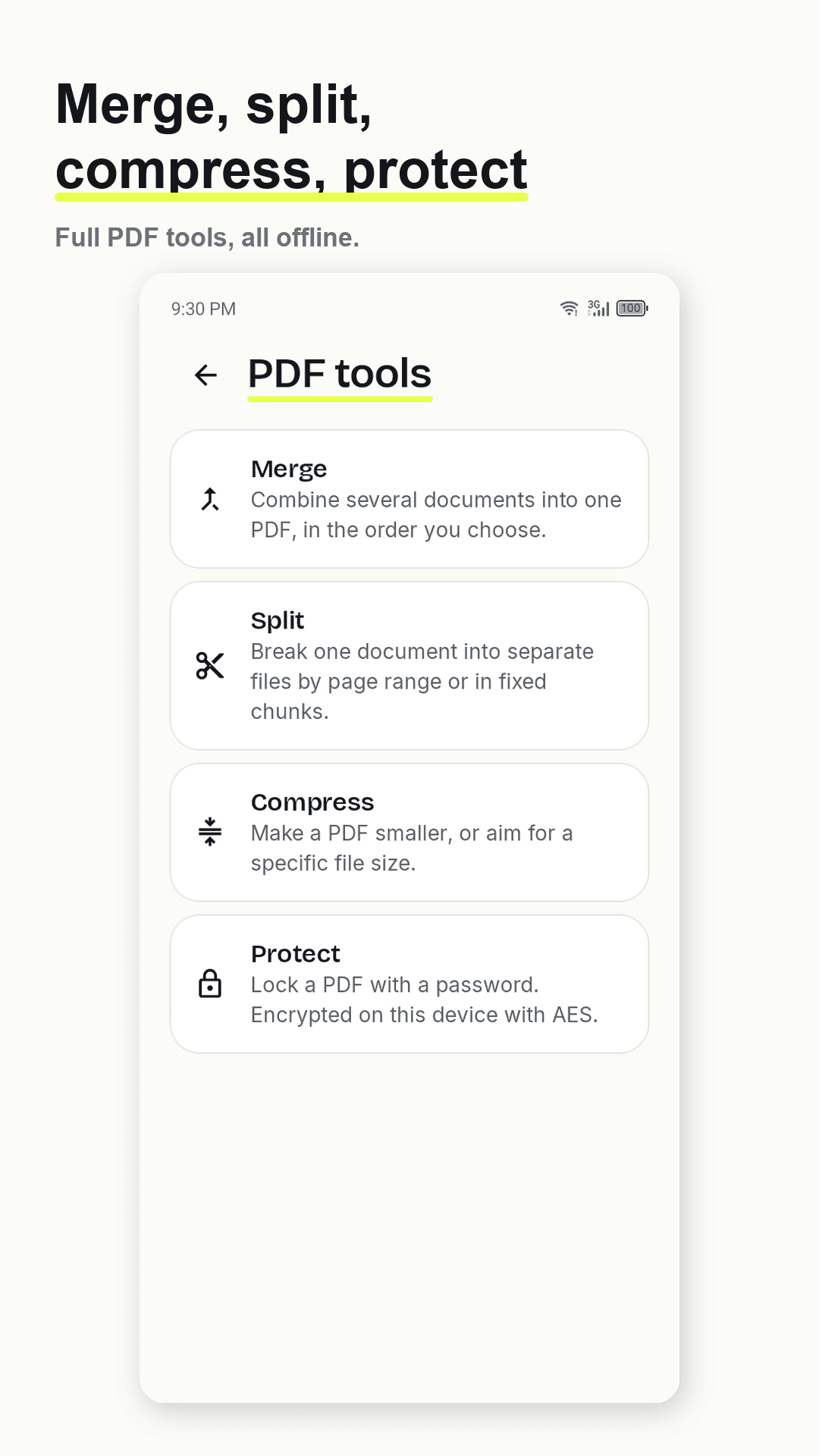 Scandra PDF tools — merge, split, compress and password-protect