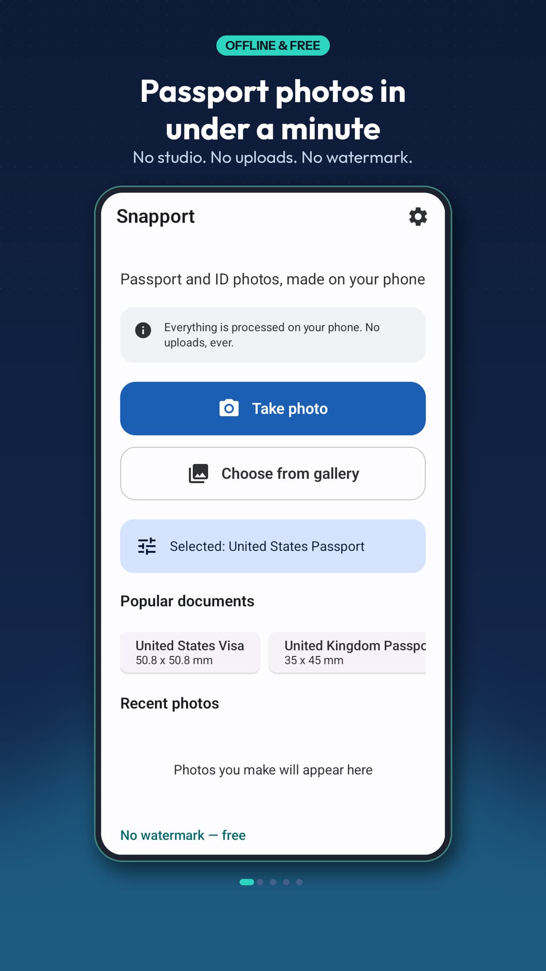 Snapport main screen