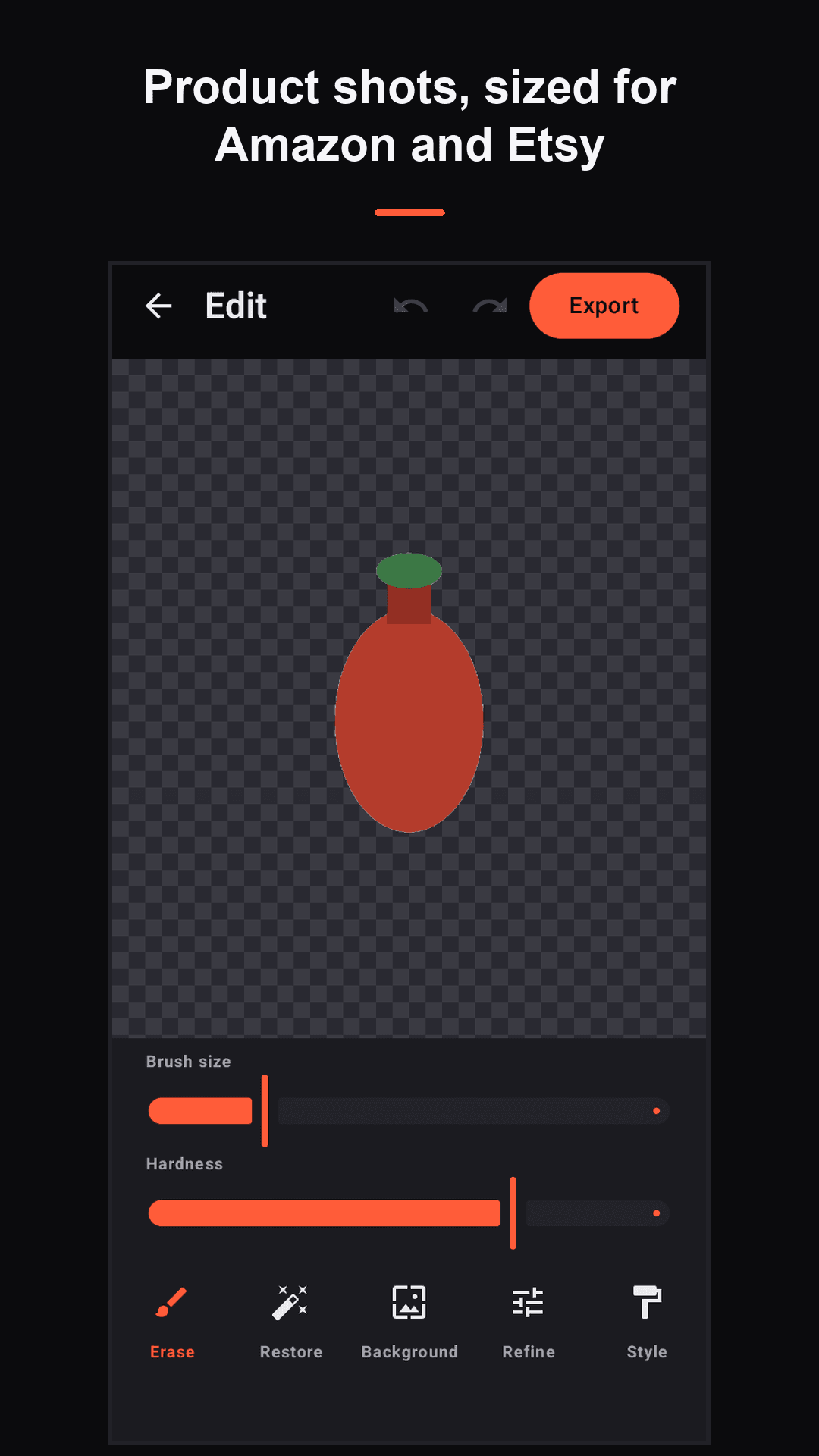 Cutora product mode — transparent cutout ready for a white-background listing