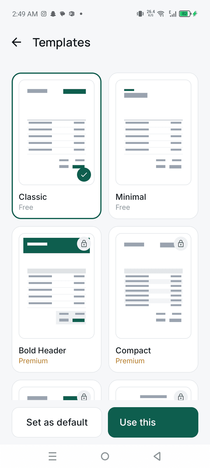 Ledgra invoice templates — Classic, Minimal and more, with your own brand colour